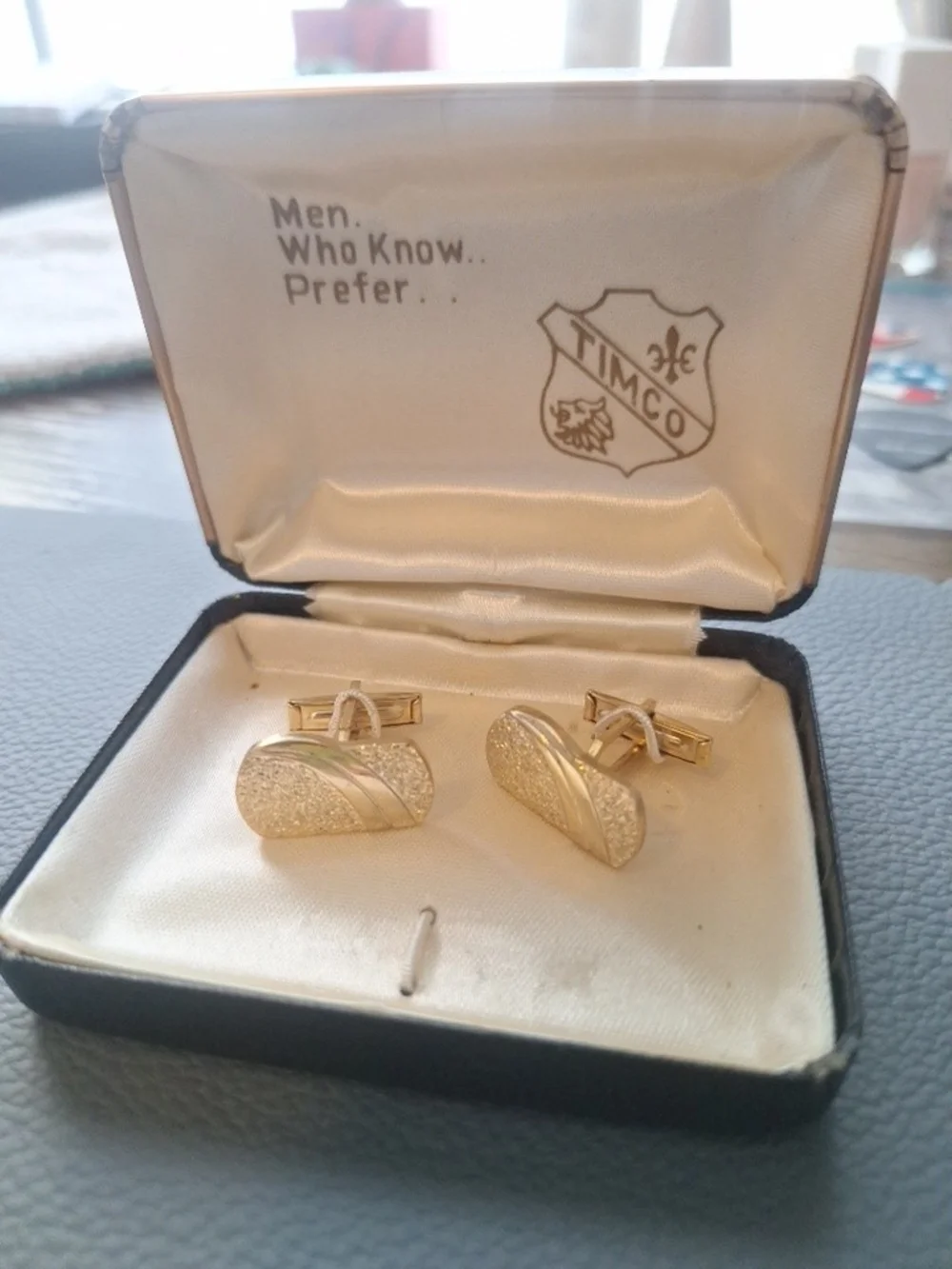 Gold-Tone Textured Oval Cufflinks - Gold